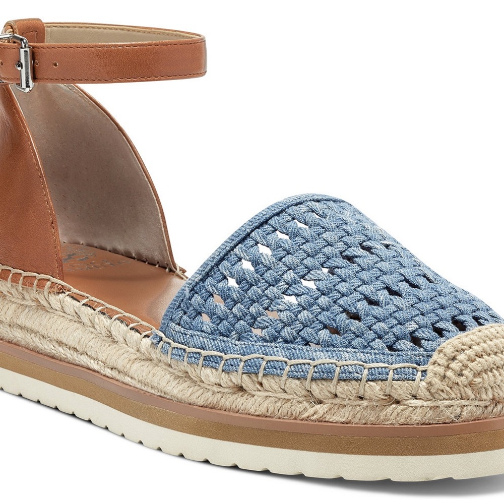 New Vince Camuto Blue and Tan Espadrille Flats